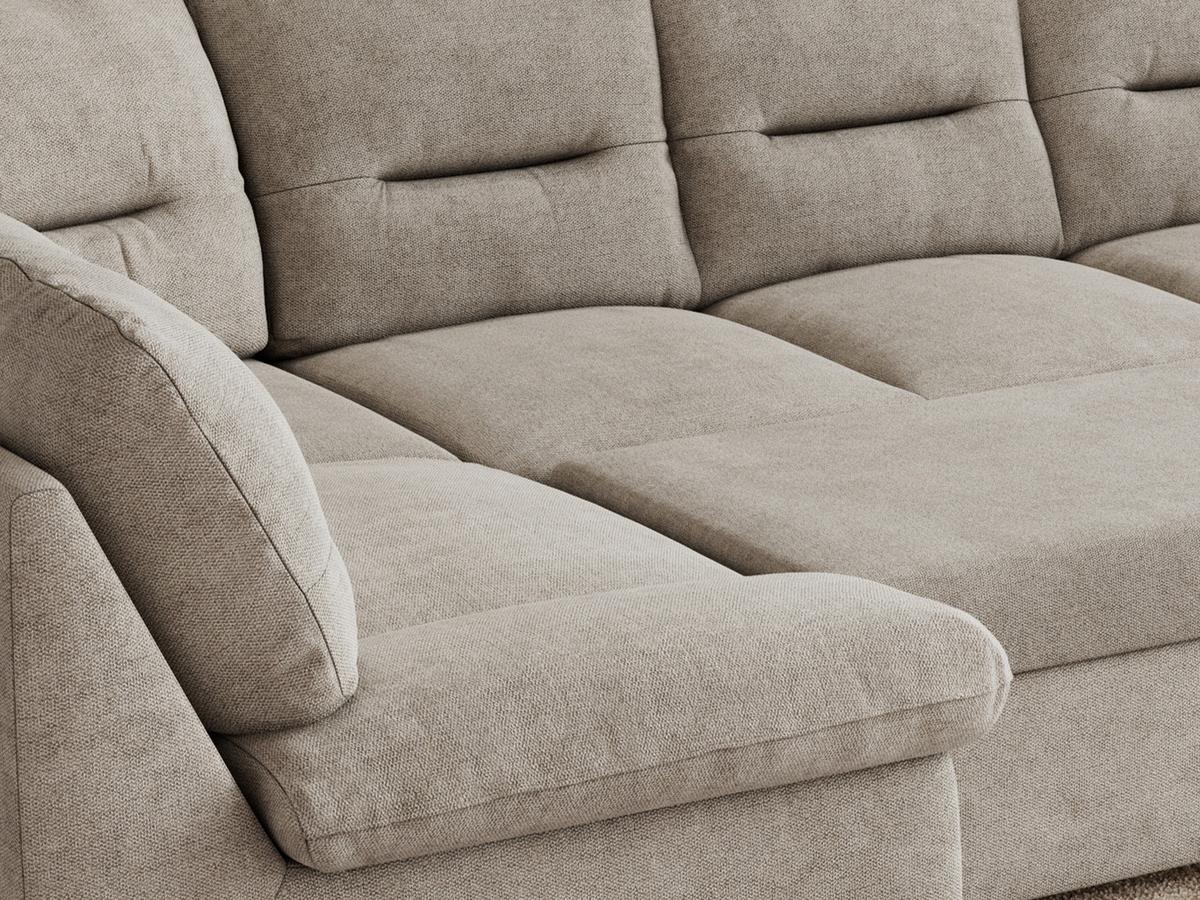 WOHNLANDSCHAFT MORBIDO U Beige Struktur - Beige/Silberfarben, Textil/Metall (340/93/206cm) - MKS