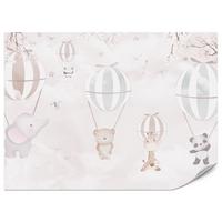 FOTOTAPETE für Kinderzimmer Tiere Himmel Elefant Giraffe Panda Vögel Ballons 500x350 - Multicolor, Papier (500/350cm) - Muralo