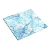 GLASPLATTE 60x52 cm Hawaiianische Blumen - Blau, Glas (60/0.4/52cm) - TULUP