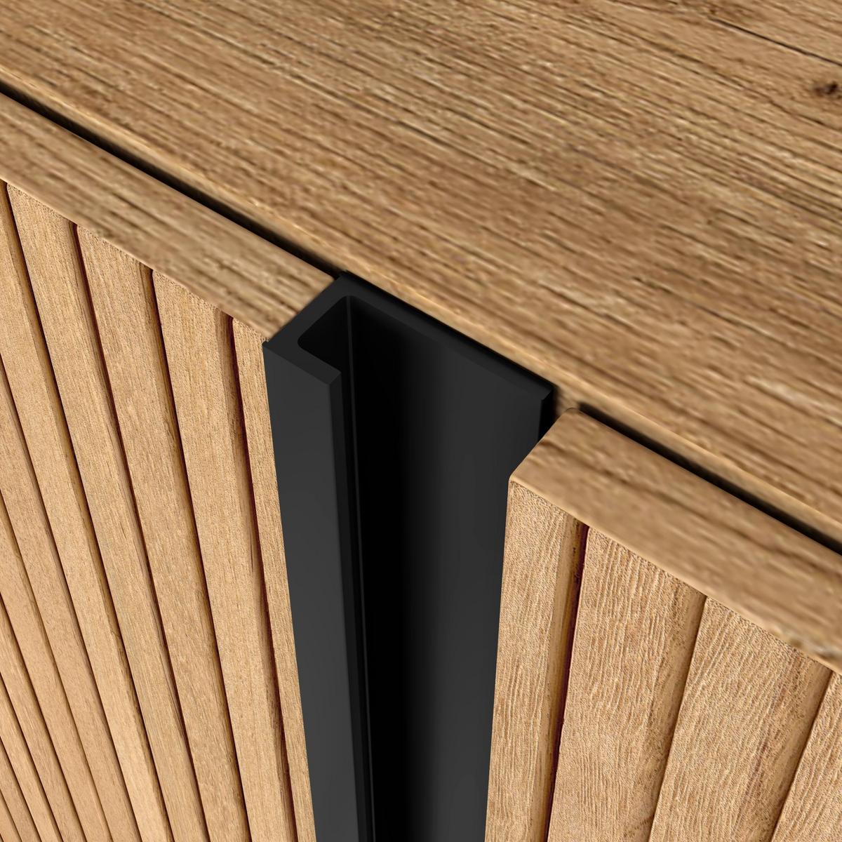 LOWBOARD, Eiche und Schwarz, 315/35/50cm, Elektrokamin XXL - Eichefarben, Holzwerkstoff (315/50/35cm) - Skraut Home