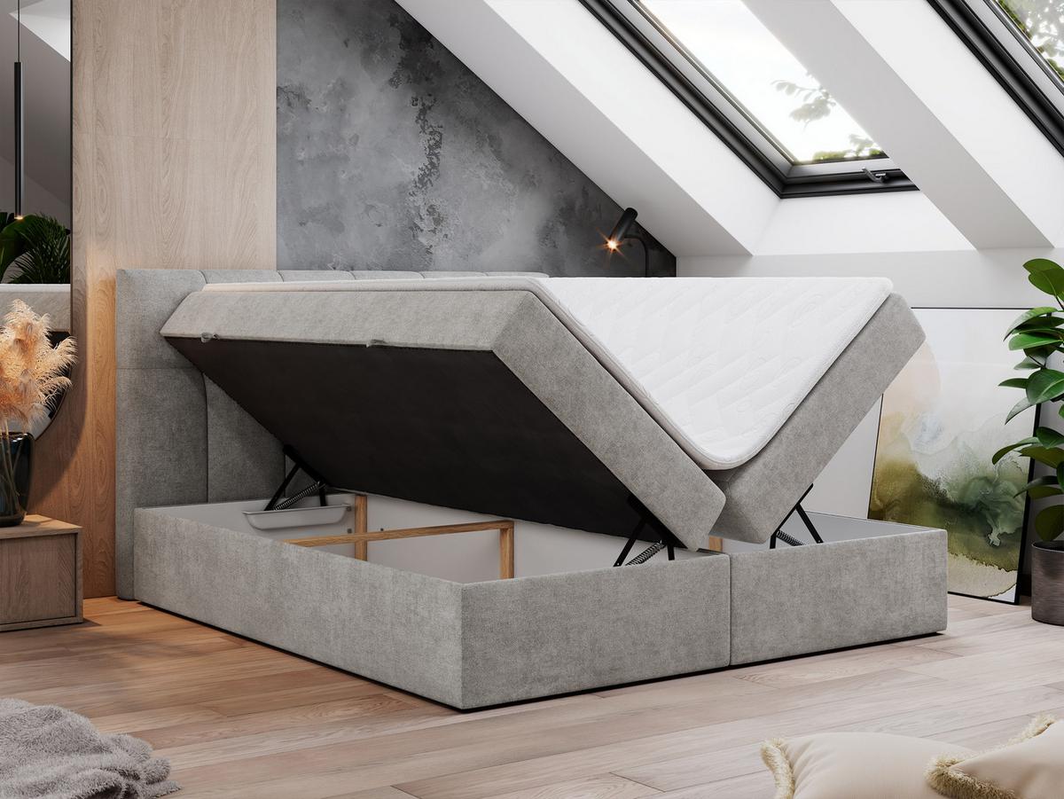 BOXBETT RICO 200/200 Hellgrau Struktur - H3 - Hellgrau, Holz/Textil (200/200cm) - MKS