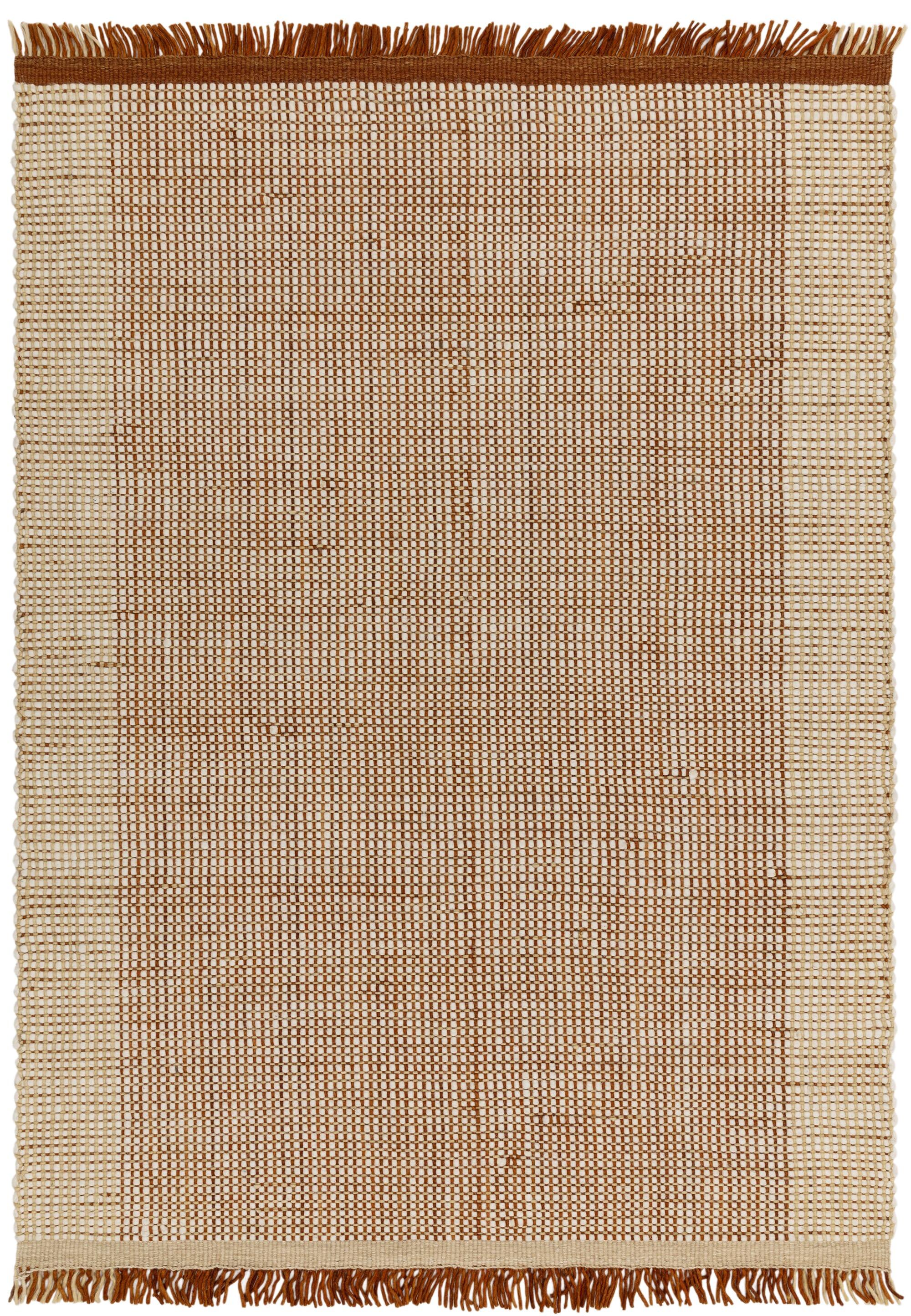 WOLLTEPPICH handgewebt mit Fransen PISA, geometrisch, Terrakotta, 200 x 290 cm - Orange, Textil (290/200cm) - KADIMA DESIGN