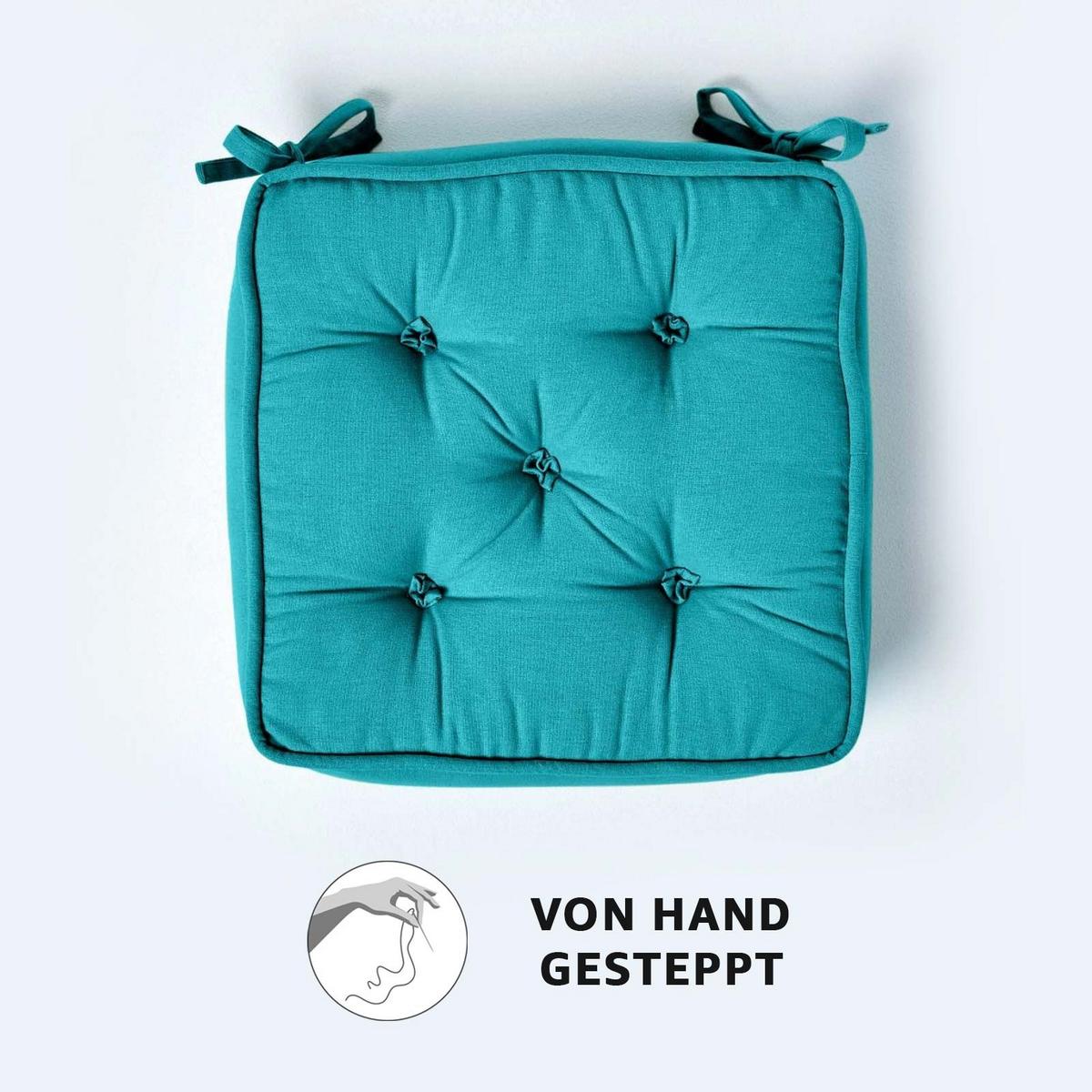 SITZKISSEN türkis 40/40/10 cm – Stuhlkissen Baumwolle - Türkis, Textil (40/40/10cm) - Homescapes