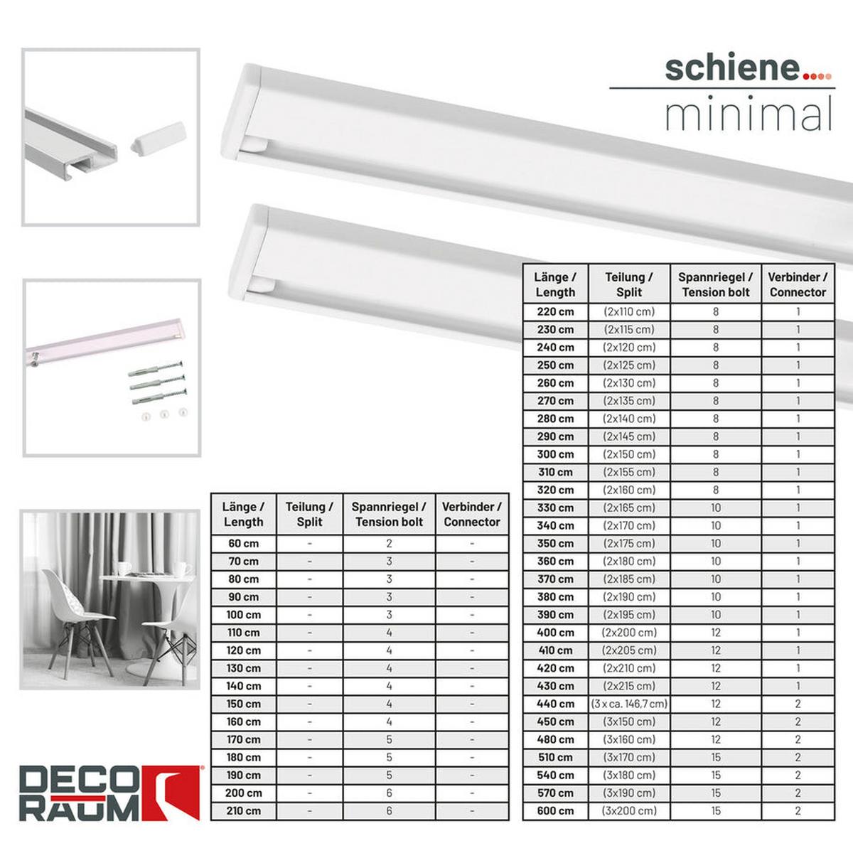 GARDINENSCHIENE auf Maß 1-lauf Deckenmontage Minimal 100cm - Weiß, Metall (100cm) - Deco-Raum