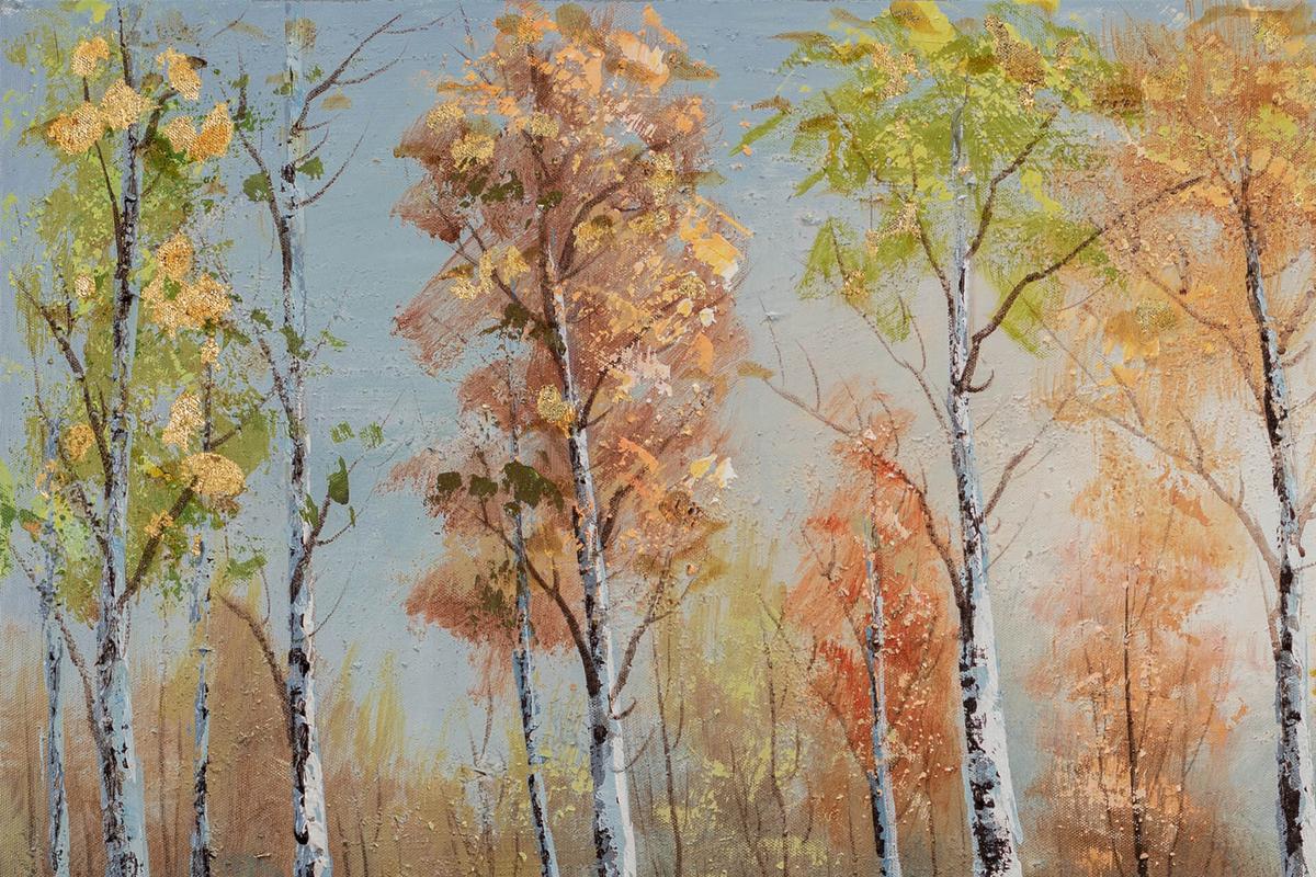ACRYLBILD HANDGEMALT 90/60 cm - Goldfarben/Kupferfarben, Holz/Textil (90/60cm) - KUNSTLOFT