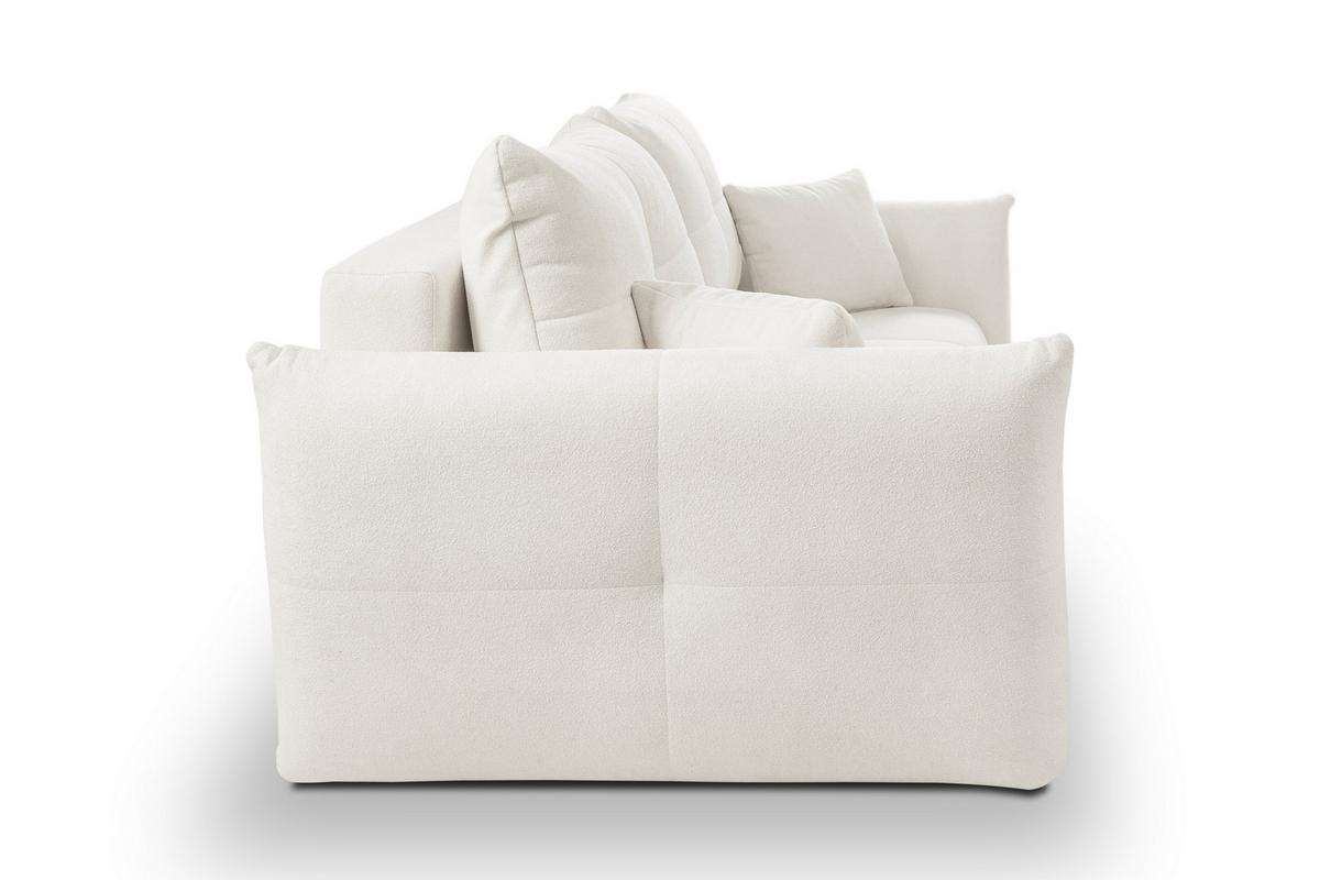 BETTSOFA MODA Creme Geflochtener Stoff mit Schlaffunktion - Creme, Holz (245/86/110cm) - MASSENO