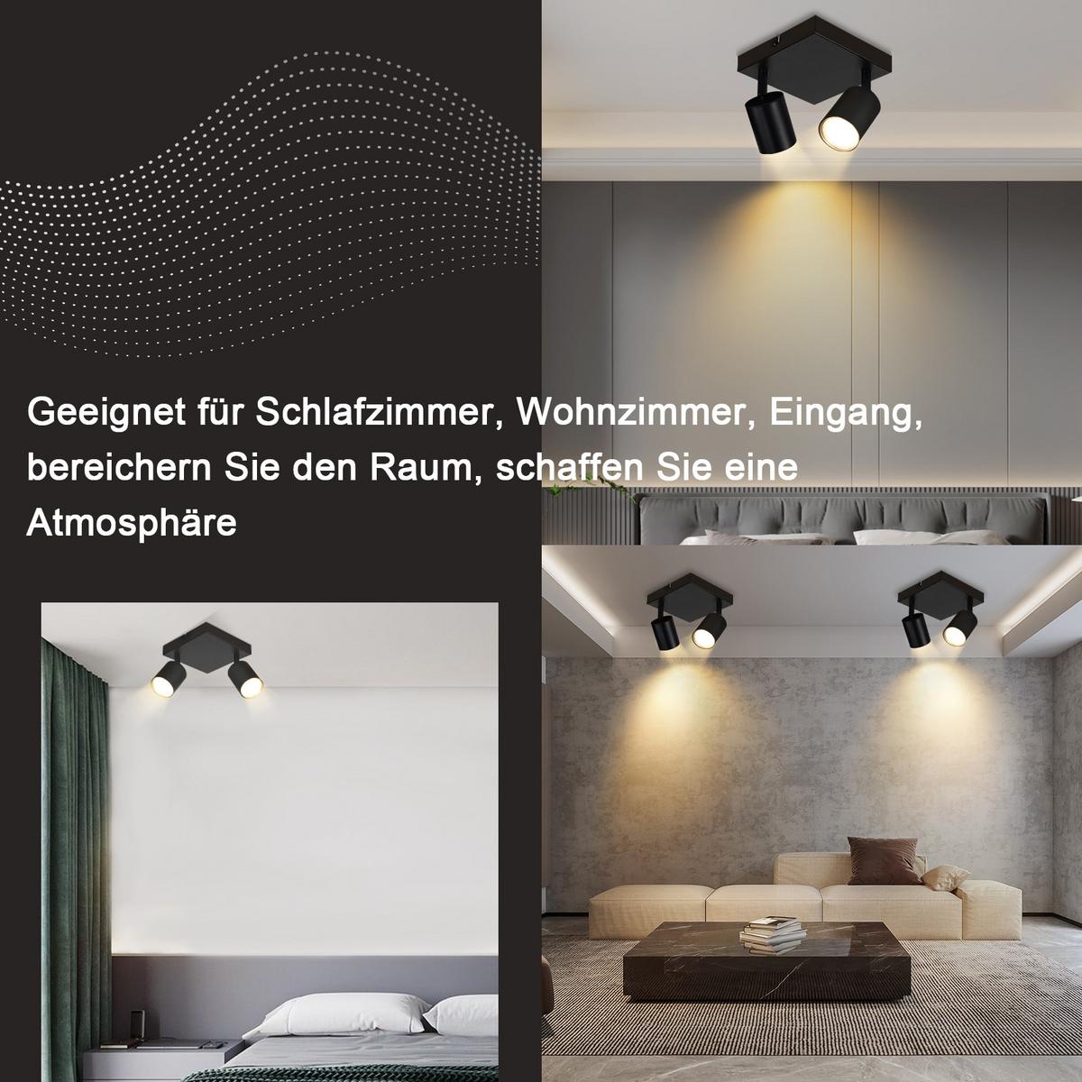 DECKENSTRAHLER Beeskow 2-flammig 15/15/14.4 cm - Schwarz, Metall (15/15/14.4cm) - Nettlife