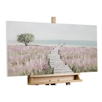 ACRYLBILD HANDGEMALT 100/50 cm - Blau/Pink, Holz/Textil (100/50cm) - KUNSTLOFT