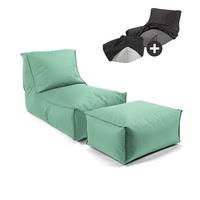 OUTDOOR SITZSACK mit Hocker und Hülle Der Sundowner - Mintgrün, Textil (60/65/95cm) - Mokebo