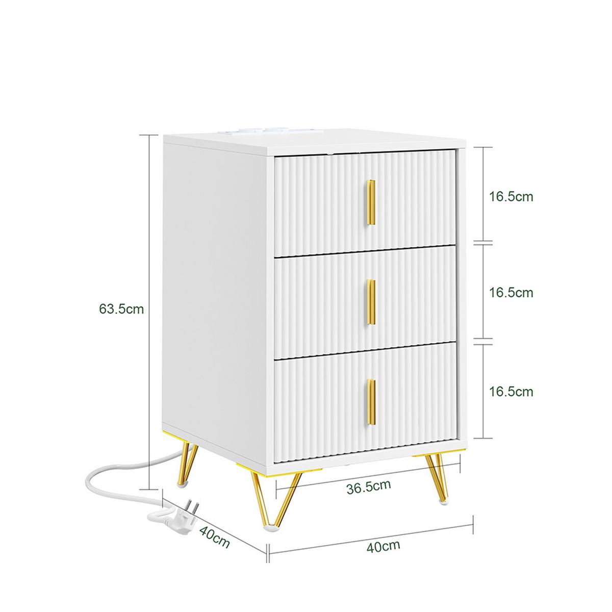 NACHTTISCH mit integrierten Steckdosen FBT115-L-E-W - Ahornfarben, Fell (40/64/40cm) - SoBuy