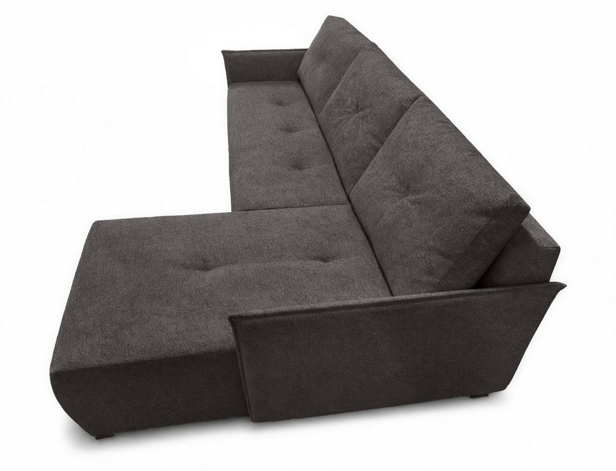 ECKSOFA L Form Damascus Dunkelgrau 212/143/88 cm Rechts mit Schlaffunktion - Dunkelgrau/Schwarz, Kunststoff/Textil (212/143cm) - AX Living