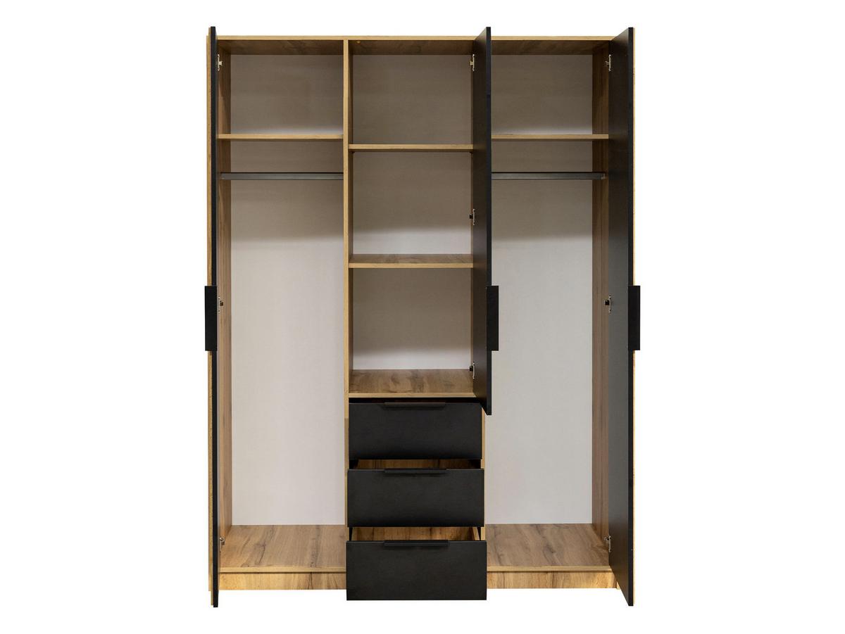 KLEIDERSCHRANK Bali Lux D3 mit Schrankaufsatz - Schwarz/Braun, Holzwerkstoff/Metall (150/245/58cm) - MIRJAN24