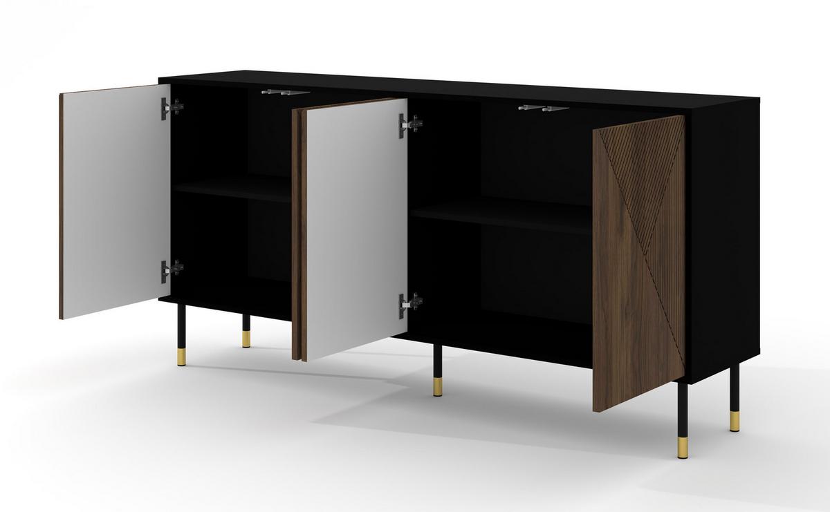 KOMMODE Schwarz, Catania Eiche 180/89/40 - Schwarz, Holzwerkstoff (180/89/40cm) - RAUMHIRSCH FURNITURE