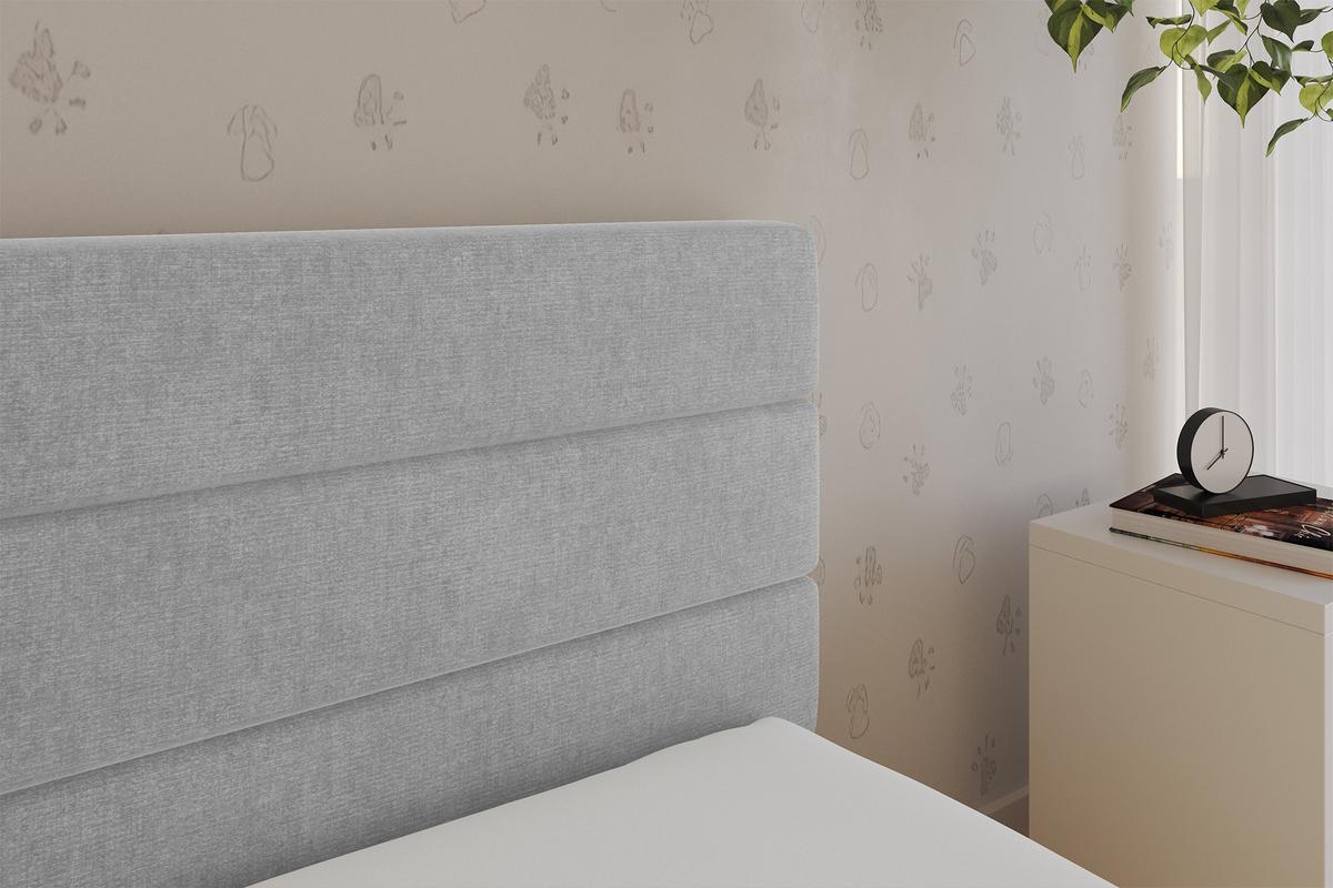 EINZELLBETT Jugendbett mit Bettkasten, Links - BEMY 100x200 Grau - Hellgrau, Holzwerkstoff/Textil (100/200cm) - ALTDECOR
