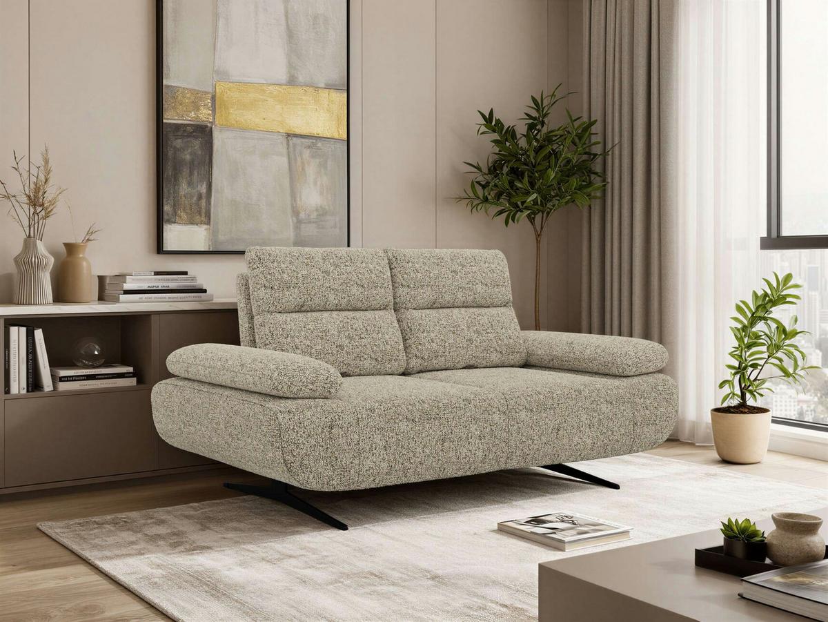 2-SITZER SOFA SORAE - Beige Stukture - Beige/Schwarz, Textil/Metall (182/94/107cm) - MKS