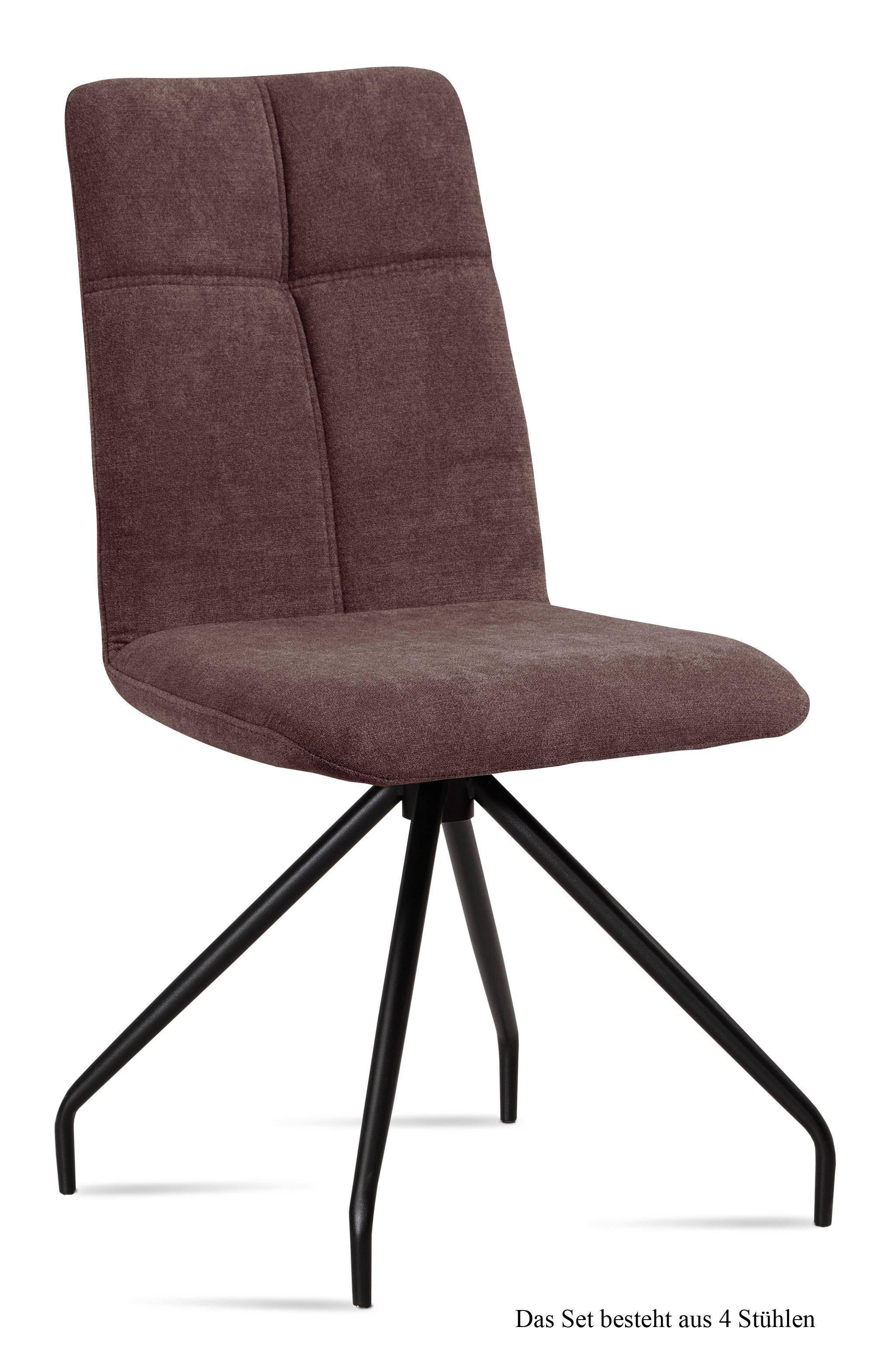 ESSZIMMERSTUHL (4er-Set) Detava 47x92x60 Schwarz/Braun - Schwarz/Braun, Kunststoff (60/92/47cm) - 58aufmkessel