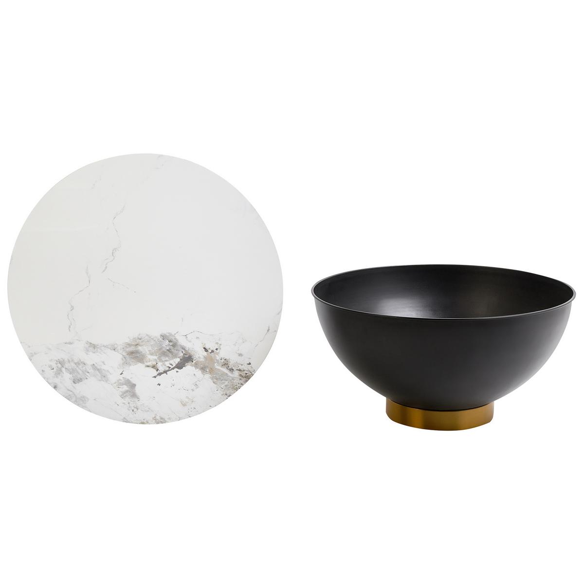 COUCHTISCH Schwarz/Gold/Weiß Nadine - Goldfarben/Schwarz, Stein (74/74/37cm) - Beliani
