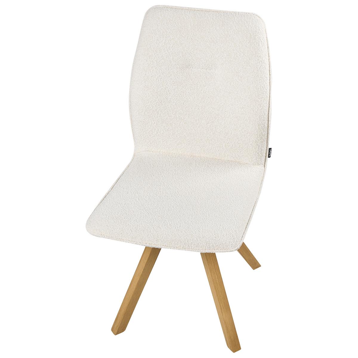 ESSZIMMERSTUHL 2er-Set drehbar Bouclé Cremeweiß Alkali - Weiß, Textil (64/94/63cm) - Beliani