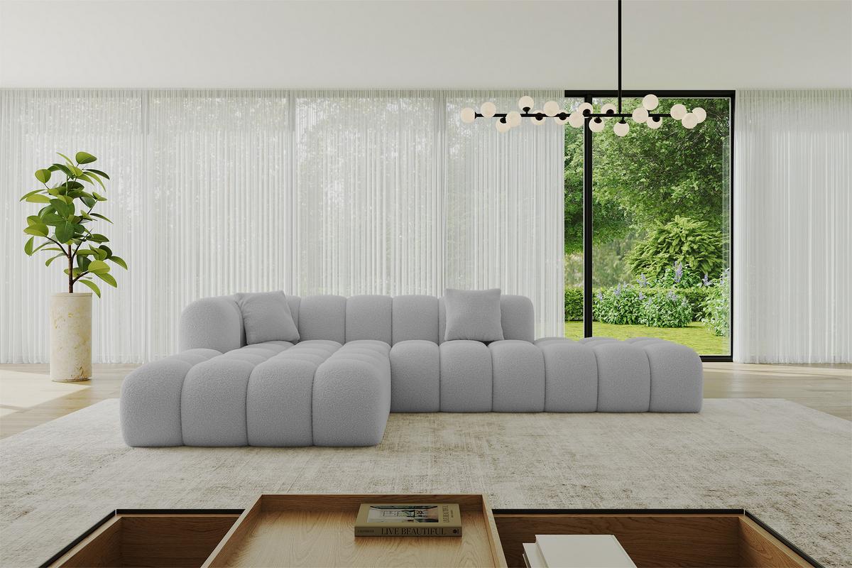 ECKSOFA Ottomane Links OLEA-L2 - 289x176x71 cm Hellgrau - Hellgrau/Schwarz, Holzwerkstoff/Kunststoff (190/309cm) - ALTDECOR