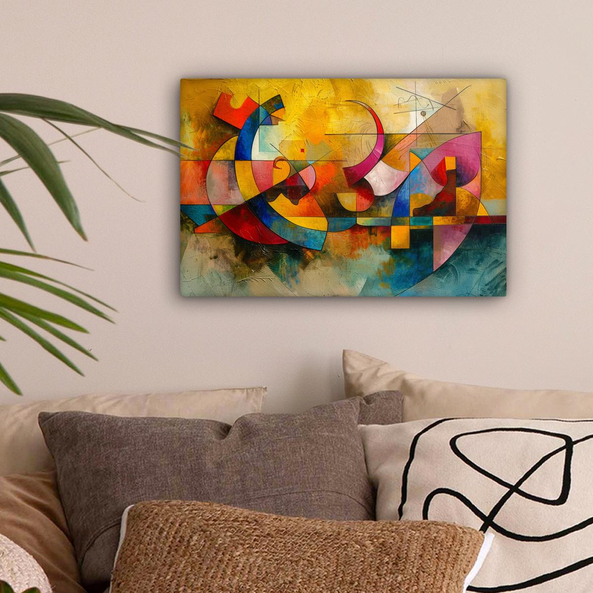 LEINWANDBILD Kunst - Abstrakt - Modern Deko Schlafzimmer 30x20 cm - Gelb, Textil (30/20cm) - MuchoWow