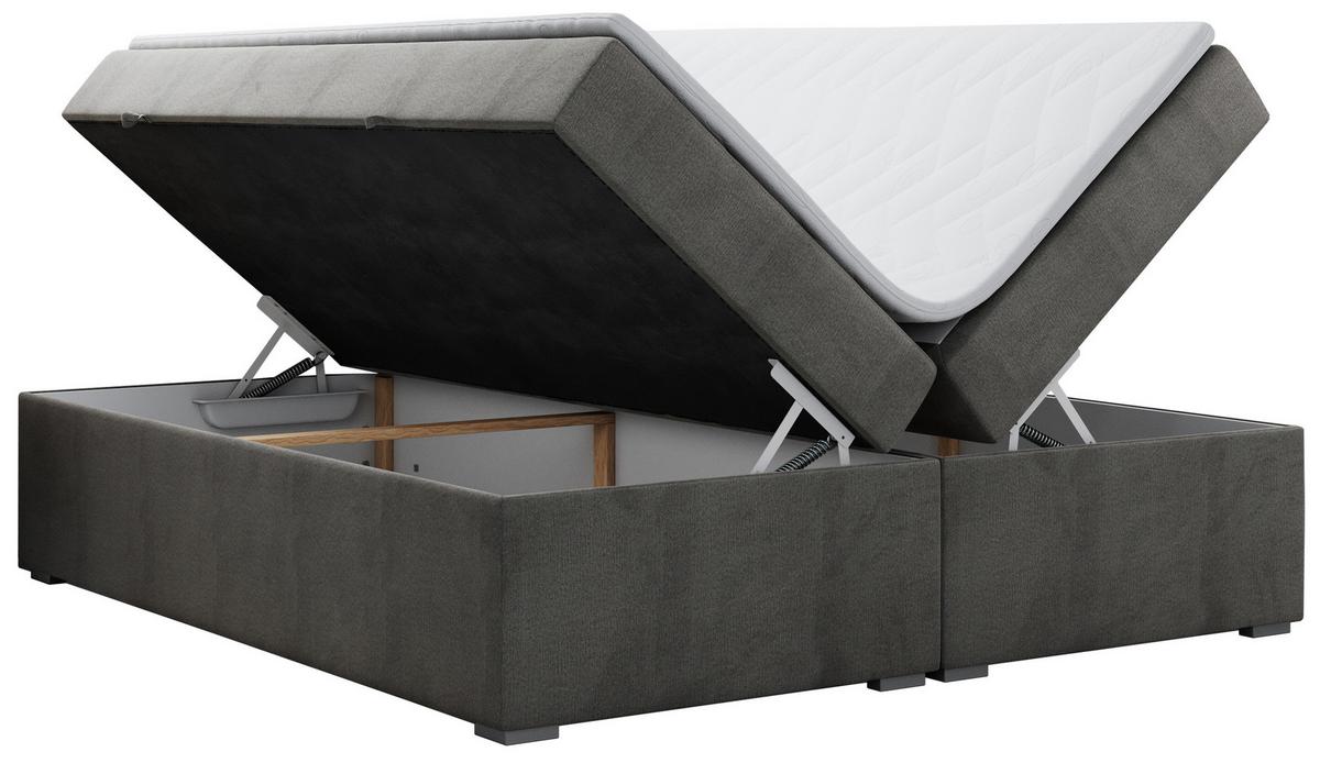 BOXBETT BESS 200/200 Dunkelgrau Velvet - H3 - Dunkelgrau, Holz/Textil (200/200cm) - MKS
