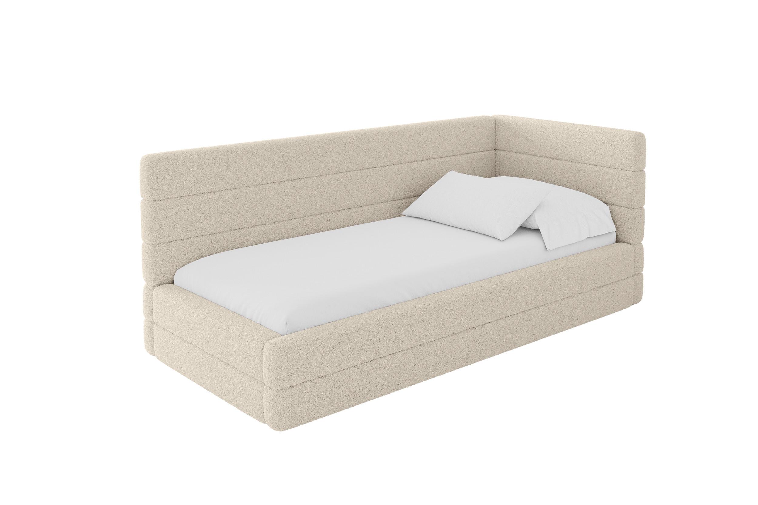 EINZELLBETT Jugendbett mit Bettkasten, Links - BEMY 100x200 Dunkelbeige - Cappuccino, Holzwerkstoff/Textil (100/200cm) - ALTDECOR