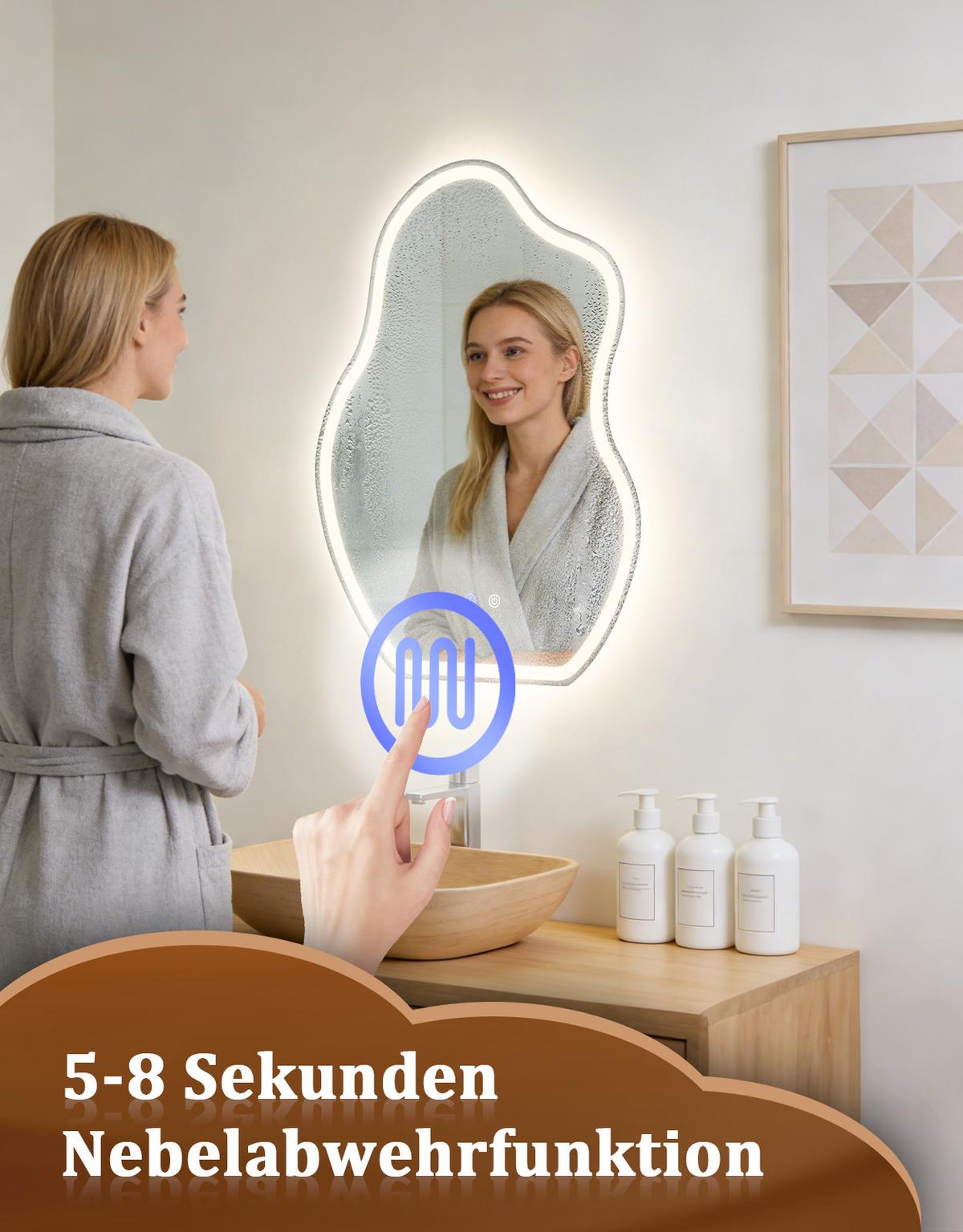 BADSPIEGEL mit Beleuchtung Jarwen 3.4/50/70 cm - Weiß, Glas (50/70/3.4cm) - ZMH