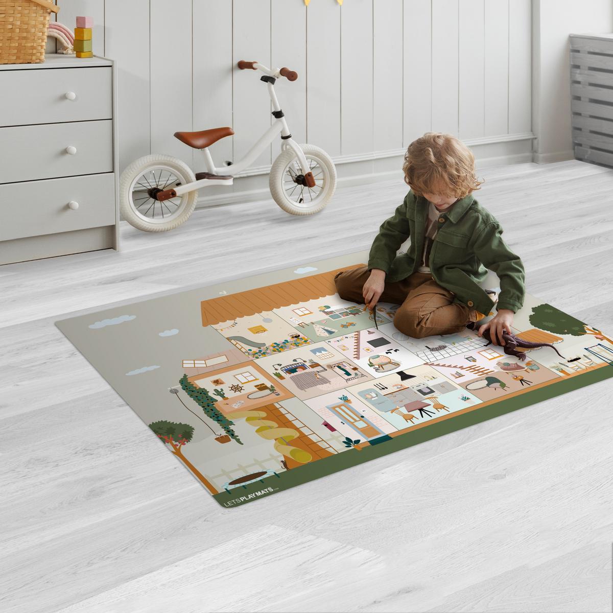 KINDERTEPPICH Puppenhaus - Kinder - Möbel - Design - Braun Spielmatte 105x70 cm - Hellgrau, Kunststoff (105/0.3cm) - OnlyWow