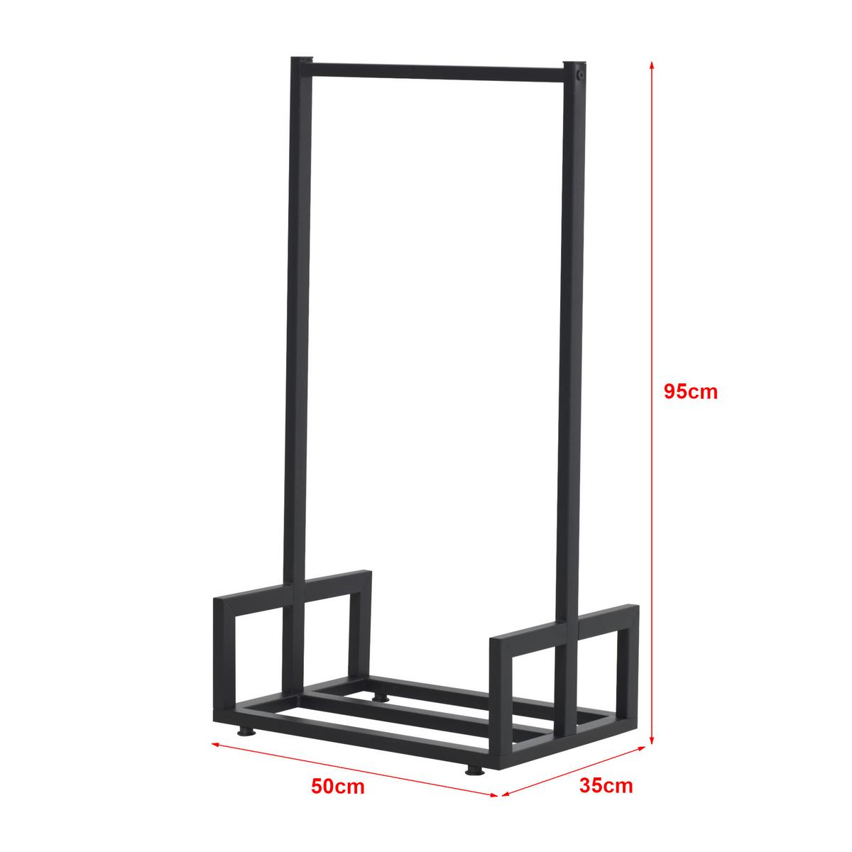 KAMINHOLZREGAL Thisted - Schwarz, Metall (50/95/35cm) - [en.casa]