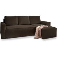 ECKSOFA POTARO Braun Kordstoff mit Schlaffunktion - Braun/Grau, Holz/Kunststoff (232/140cm) - MASSENO