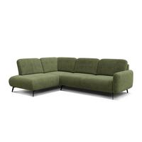 ECKSOFA FEBE 5-Sitzer links, olivgrün - Schwarz/Olivgrün, Holz/Textil (271/190cm) - Wozimo