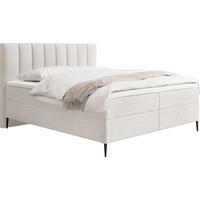 BOXBETT Allen mit Bettkasten, Boucle Weiß 200x200 cm – inkl. H4 Taschenfederkern Matratze & Foam Topper - Schwarz/Weiß, Textil/Metall (200/200cm) - WFL GROUP