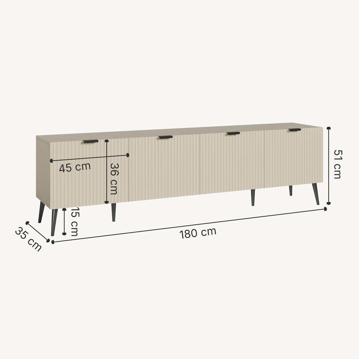 FERNSEHSCHRANK Nand - Sandfarben, Holzwerkstoff/Metall (35/51/180cm) - [en.casa]