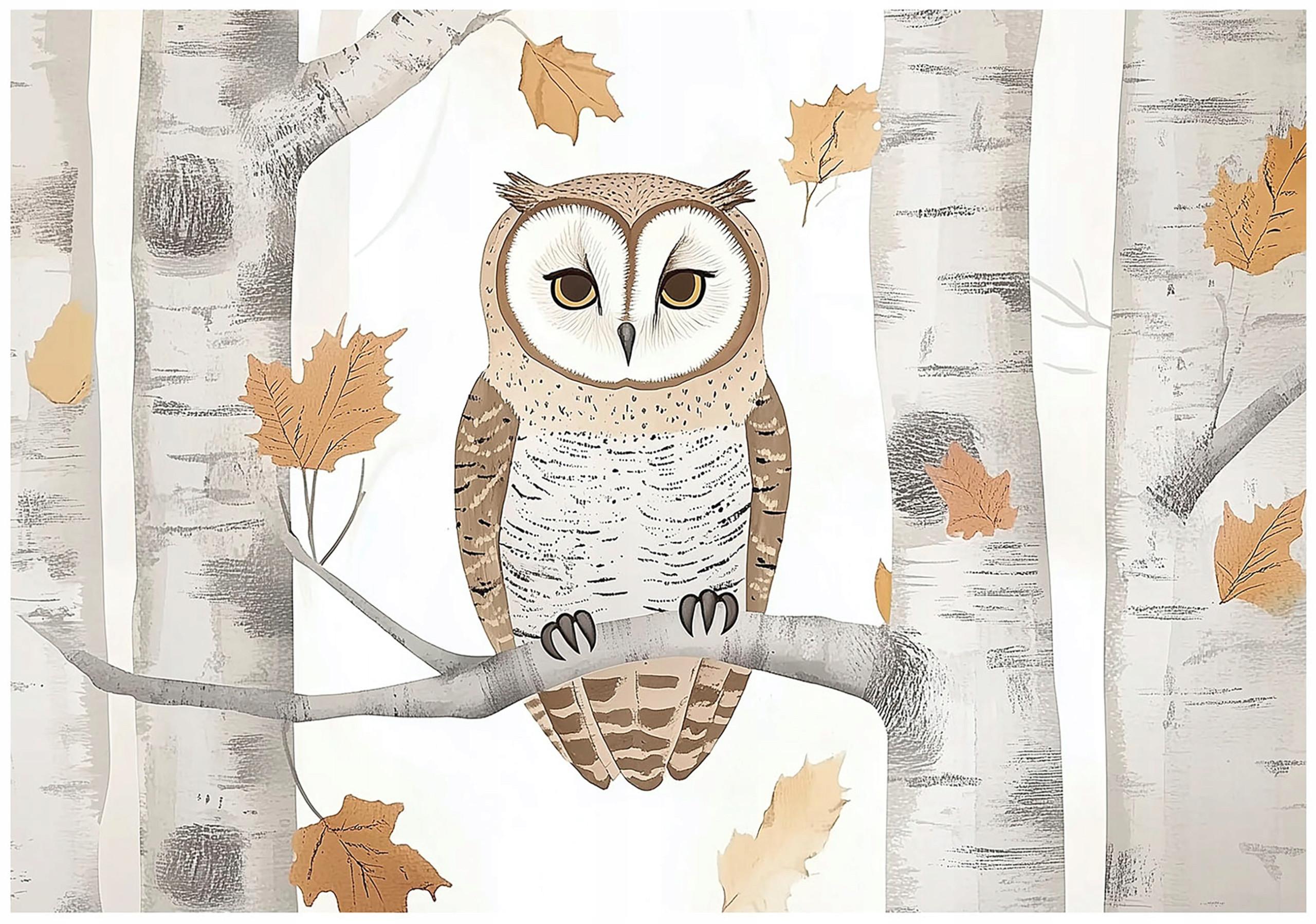 TAPETE Kinderzimmer Tiere Eule 250x175 - Multicolor, Papier (250/175cm) - Wallarena