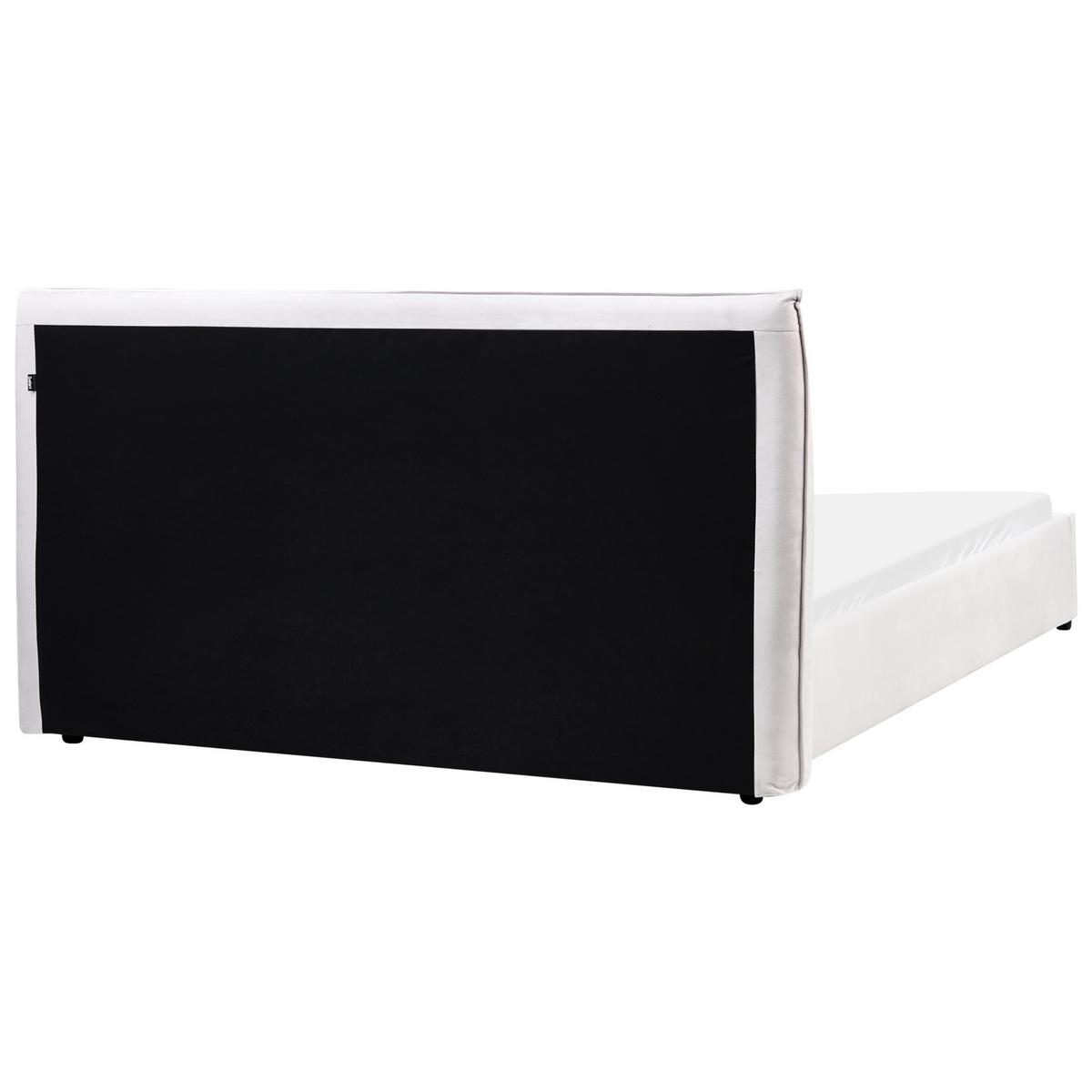 BETT mit Lattenrost 160/200 cm Samtstoff Cremeweiß Lavaur - Creme, Textil (160/200cm) - Beliani
