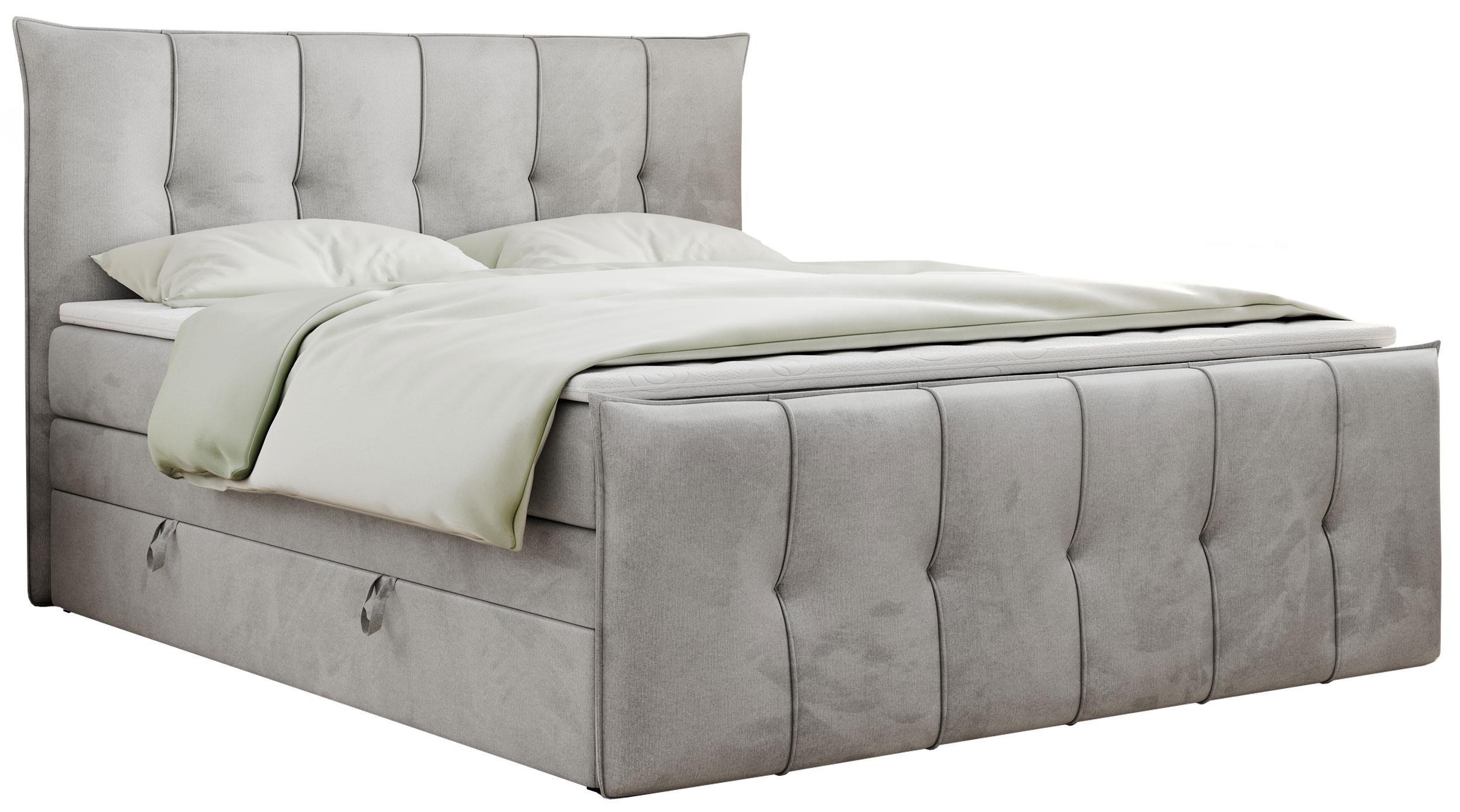 BOXSPRINGBETT PREMIUM 11 KING 120/200 Hellgrau Velvet - H4 - Hellgrau, Holz/Textil (120/200cm) - MKS