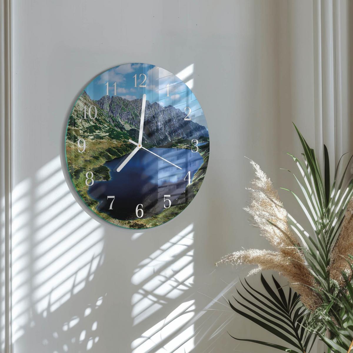 WANDUHR aus Glas Ø30 cm - Morskie Oko - Blau, Glas (30/30/0.4cm) - TULUP