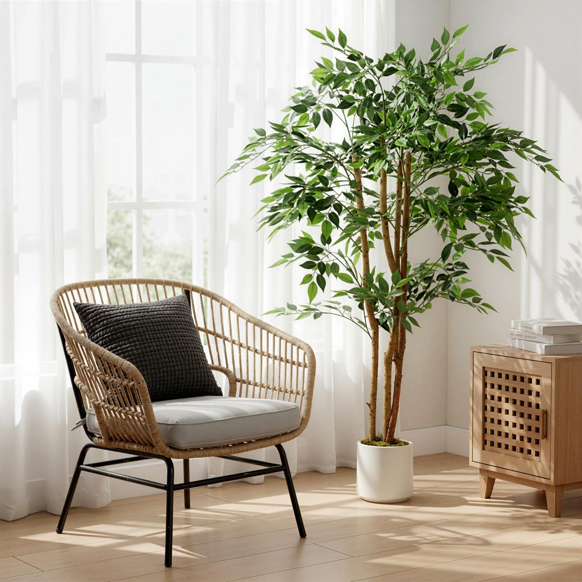 KUNSTPFLANZE Kunststoff Grün - Braun/Weiß, Holz/Kunststoff (150cm) - HOMCOM