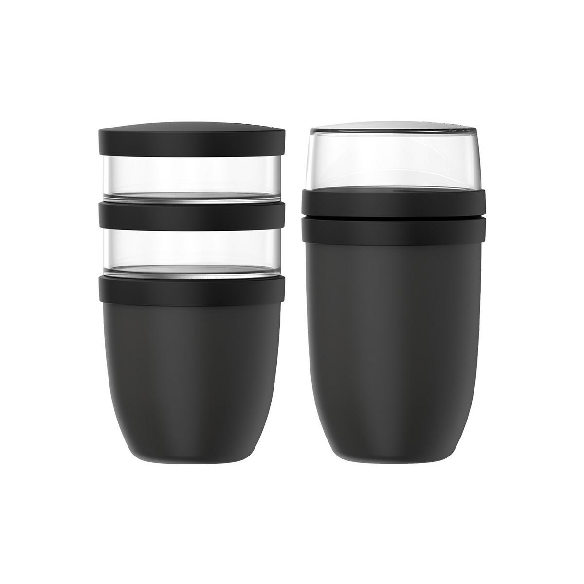 LUNCHPOT-SET XL Ellipse Nordic Black 900 ml + 1050 ml 2-tlg. - Schwarz, Kunststoff (10.7/20/10.7cm) - Mepal