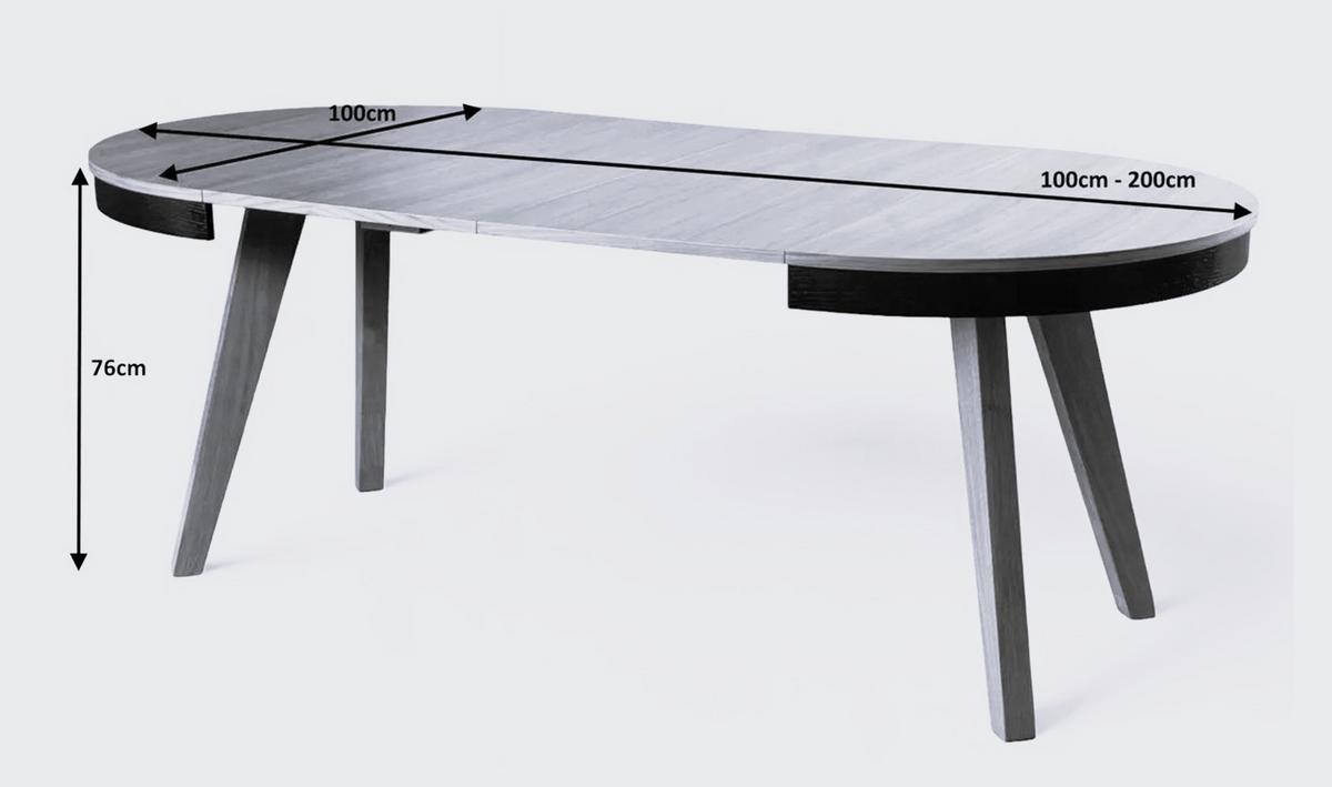 ESSTISCH PICCOLO Ausziehbar 100 - 200 / 100 x 76 cm - Eichefarben/Schwarz, Holz (100/100/76cm) - MASSENO