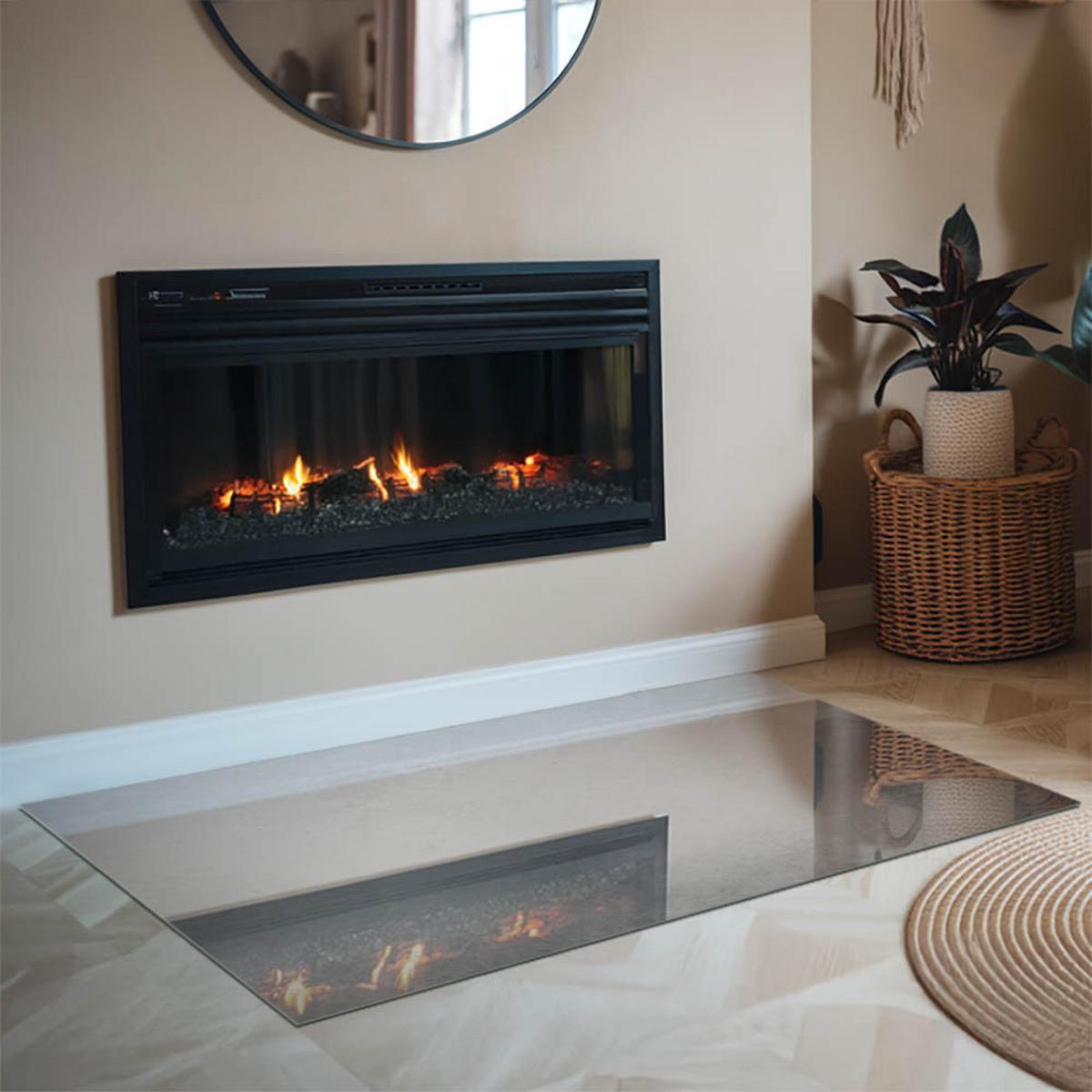 GLASPLATTE für Kamin 120x80 cm - Grau, Glas (120/80/0.4cm) - TULUP