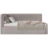 JUGENDBETT Fanko Samt Graubeige 90x200 cm - Taupe/Schwarz, Kunststoff/Textil (90/200cm) - Selsey