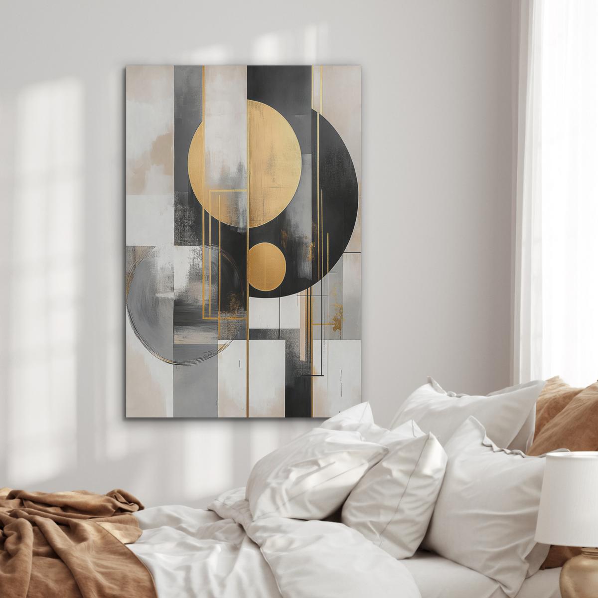 AKUSTIKBILD Abstrakt - Gold - Silber - Formen - Ästhetisch - Modern Wanddeko 70x100 cm - Goldfarben, Kunststoff (70/100/0.9cm) - MuchoWow