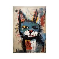 POSTER Basquiat Happy-Cat A3 Rahmenlos - Klar, Papier (29.7/5/42cm) - Nacnic