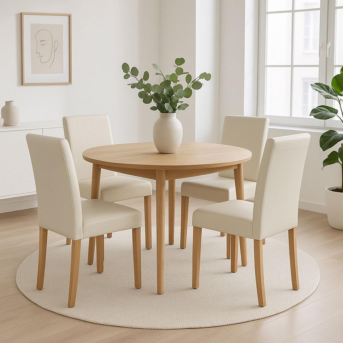 ESSZIMMERSTUHL Weiß, Braun 4er-Set - Weiß/Braun, Textil (43/90/56cm) - MCW