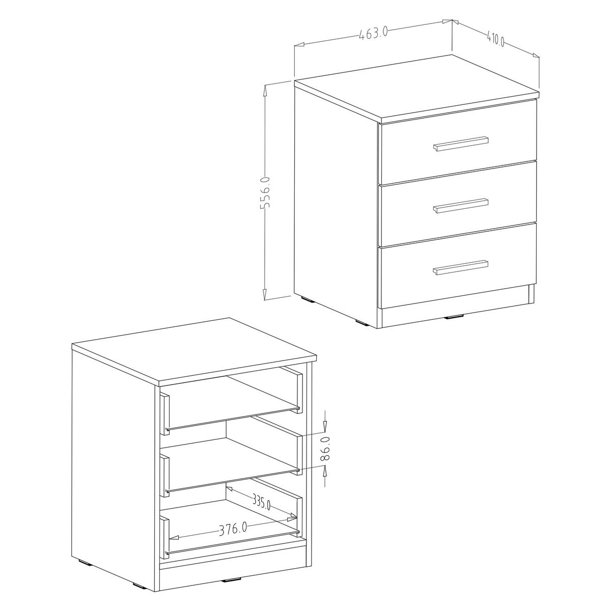 NACHTTISCH BETTINA 46/56/41 cm - Multicolor, Holzwerkstoff (46/56/41cm) - MASSENO