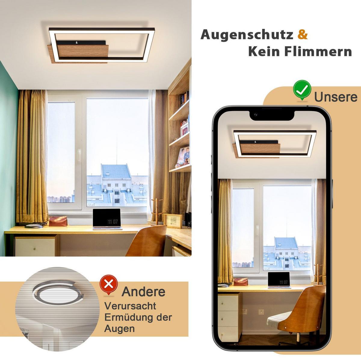 LED-DECKENLEUCHTE French 25.6/20.6/4.1 cm - Schwarz, Metall (25.6/20.6/4.1cm) - Nettlife