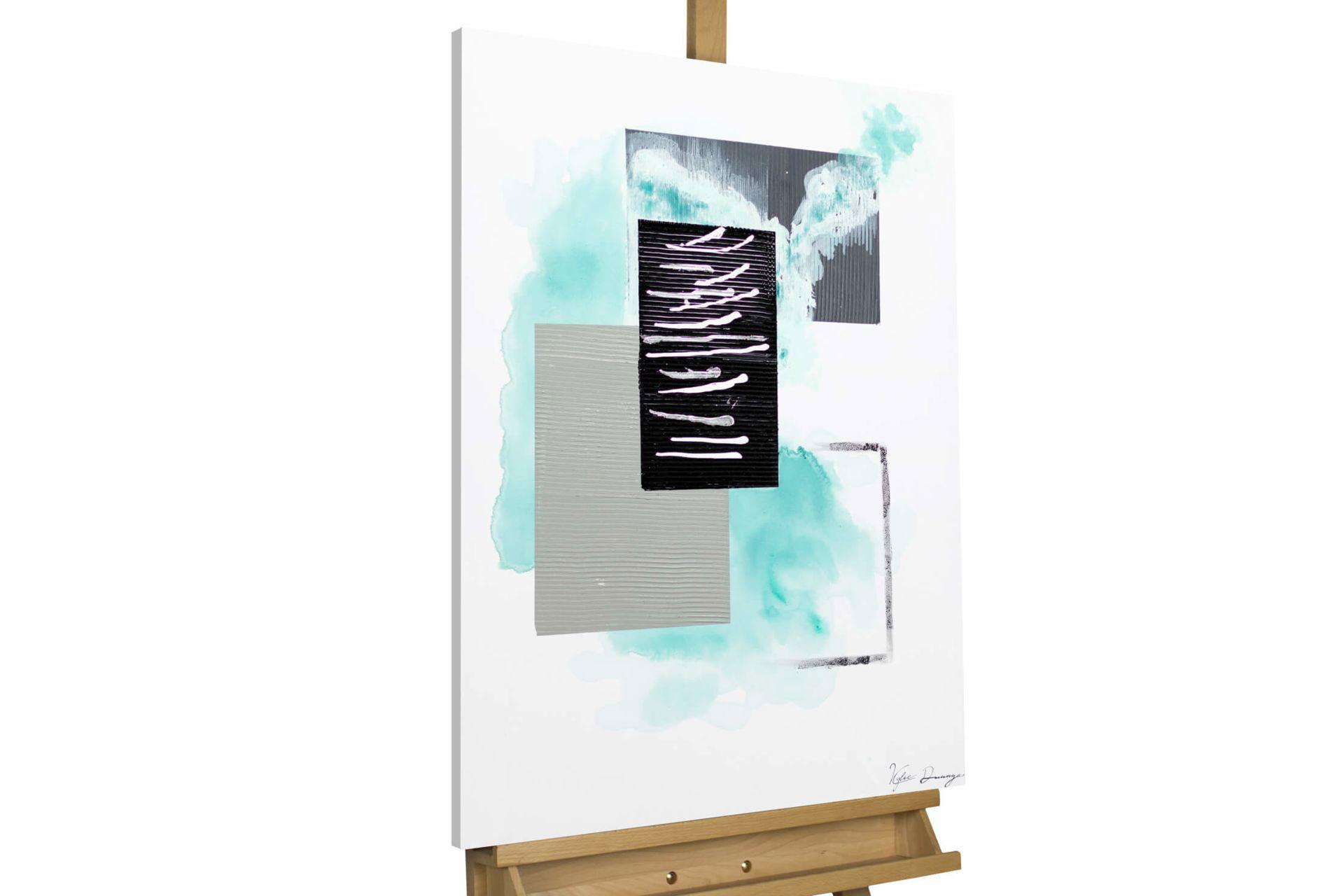 ACRYLBILD HANDGEMALT 60/80 cm - Türkis/Grau, Holz/Textil (60/80cm) - KUNSTLOFT
