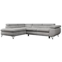 ECKSOFA PEDRO L Hellgrau Velvet - Links Seite - Hellgrau/Schwarz, Textil/Metall (208/273cm) - MKS