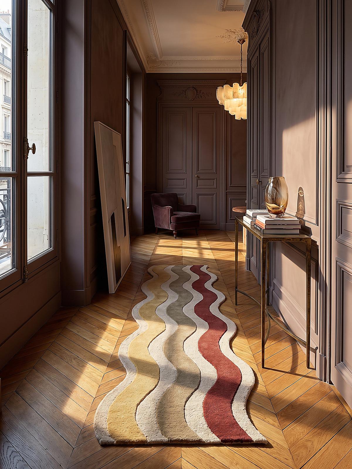 TEPPICHLÄUFER handgetuftet MONNOW, Wellenstreifen, Natur-Rot, 80 x 300 cm - Beige, Textil (80/300cm) - KADIMA DESIGN